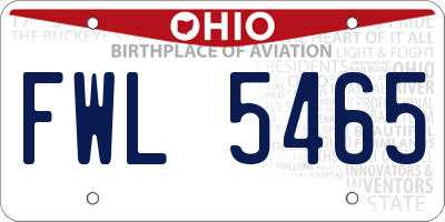 OH license plate FWL5465