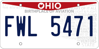 OH license plate FWL5471