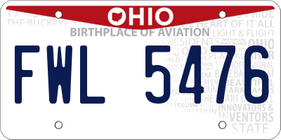 OH license plate FWL5476