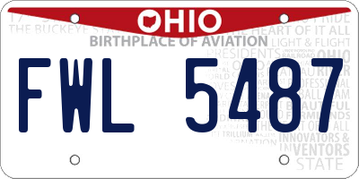 OH license plate FWL5487