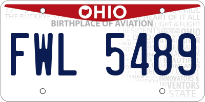 OH license plate FWL5489