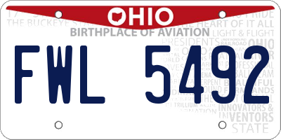 OH license plate FWL5492