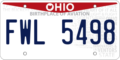 OH license plate FWL5498