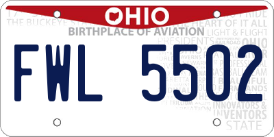 OH license plate FWL5502