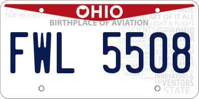 OH license plate FWL5508