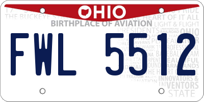 OH license plate FWL5512