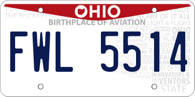 OH license plate FWL5514