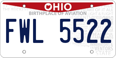 OH license plate FWL5522