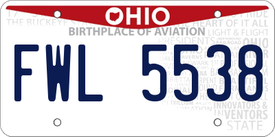 OH license plate FWL5538