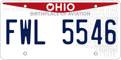 OH license plate FWL5546