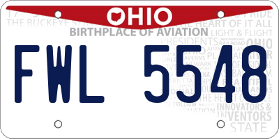 OH license plate FWL5548