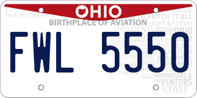 OH license plate FWL5550