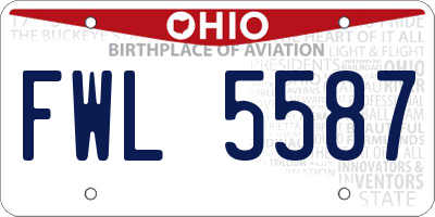 OH license plate FWL5587