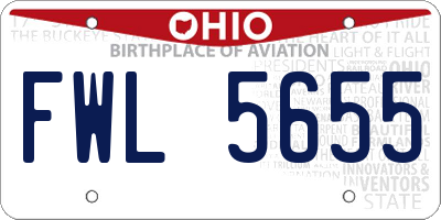 OH license plate FWL5655