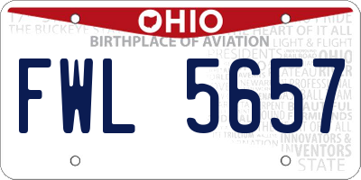 OH license plate FWL5657