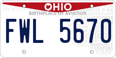 OH license plate FWL5670