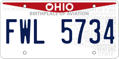 OH license plate FWL5734