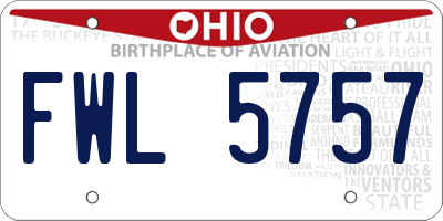 OH license plate FWL5757