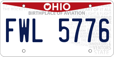 OH license plate FWL5776