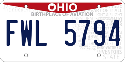 OH license plate FWL5794