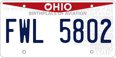 OH license plate FWL5802