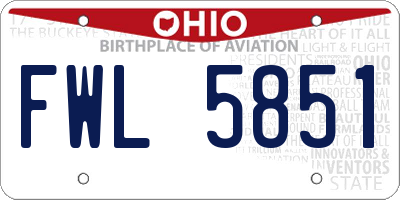 OH license plate FWL5851