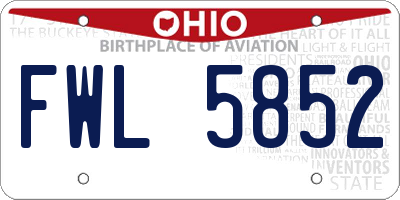 OH license plate FWL5852
