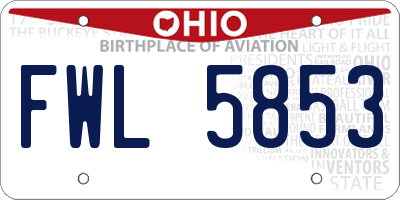 OH license plate FWL5853