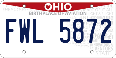 OH license plate FWL5872