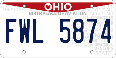 OH license plate FWL5874