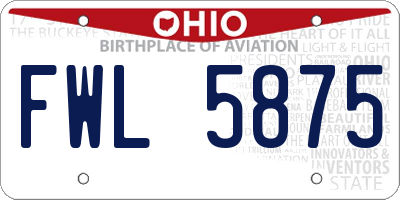 OH license plate FWL5875