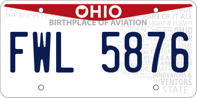 OH license plate FWL5876