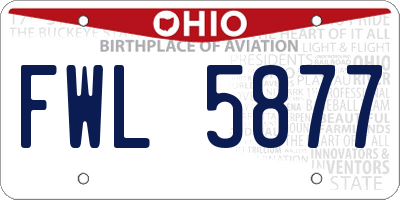 OH license plate FWL5877