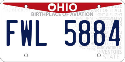 OH license plate FWL5884