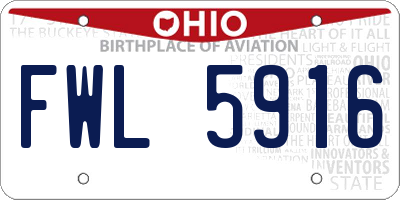 OH license plate FWL5916