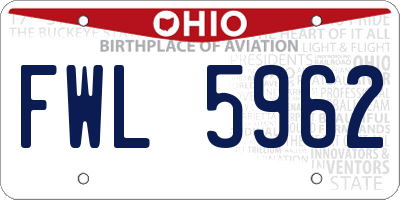 OH license plate FWL5962