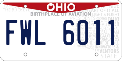 OH license plate FWL6011