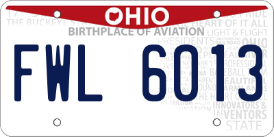 OH license plate FWL6013