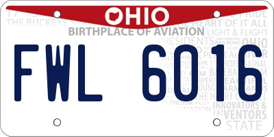 OH license plate FWL6016