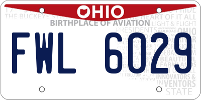 OH license plate FWL6029