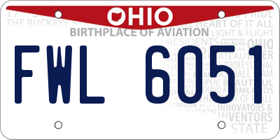OH license plate FWL6051