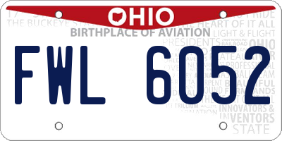 OH license plate FWL6052