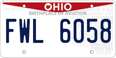 OH license plate FWL6058