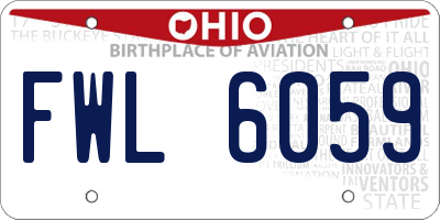 OH license plate FWL6059