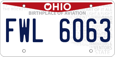 OH license plate FWL6063