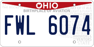OH license plate FWL6074