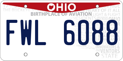 OH license plate FWL6088