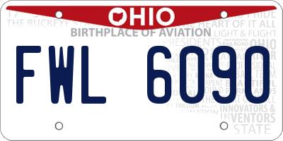 OH license plate FWL6090
