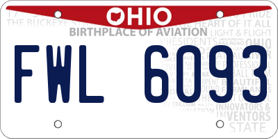 OH license plate FWL6093