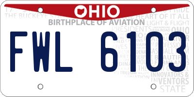 OH license plate FWL6103